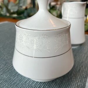 Crown Ming queens lace cream and sugar set